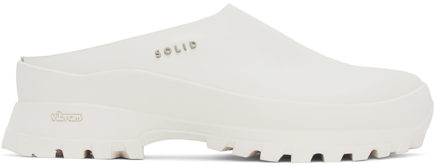 Solid Homme White Leather Mules In 903w White