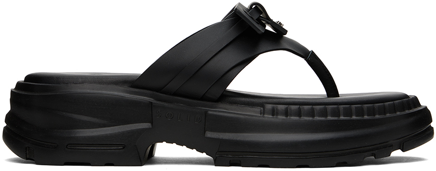 Solid Homme Black Platform Sandals In 902b Black