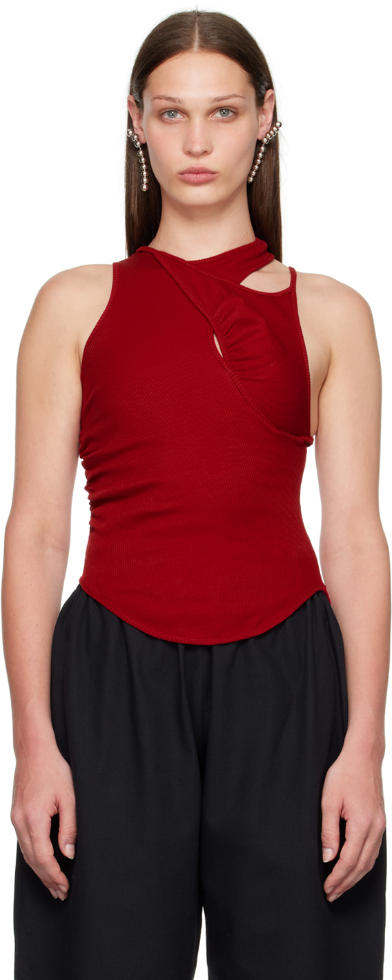 Selasi Red Ruched Tank Top In Cayenne