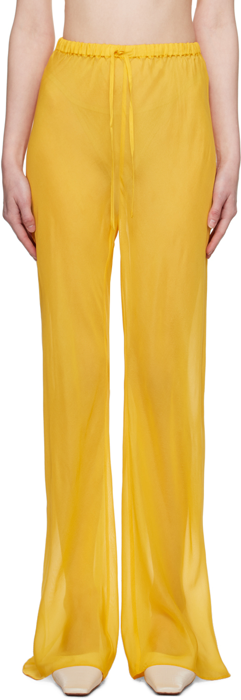 Silk Laundry Yellow Bias-cut Lounge Pants In Goldfinch