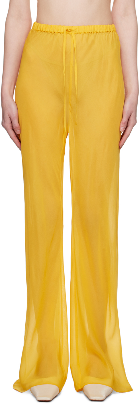 Yellow Bias-Cut Lounge Pants