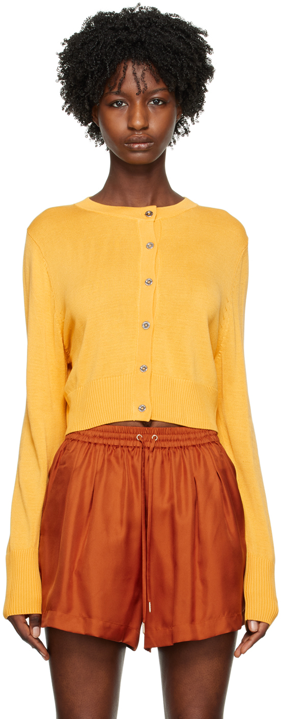 Silk Laundry Yellow Cropped Cardigan In Goldfinch