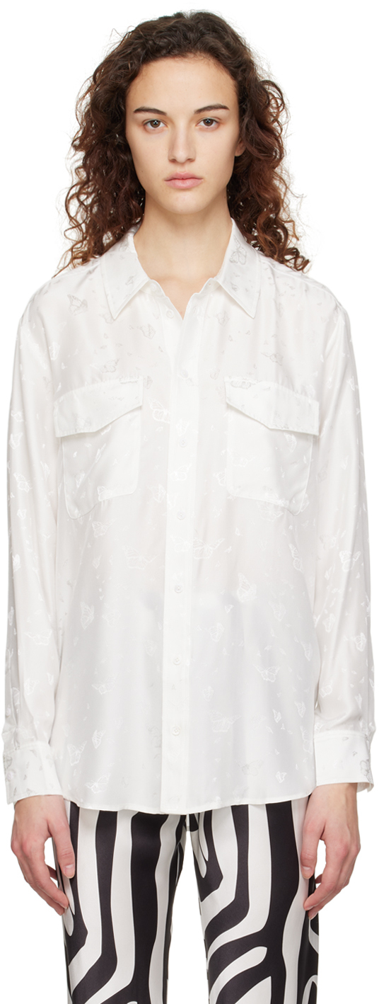Silk Laundry White Boyfriend Shirt