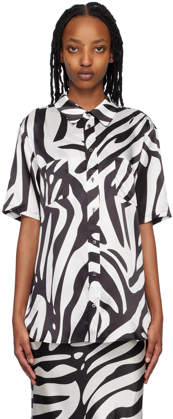 Silk Laundry Black & White Print Boyfriend Shirt SSENSE