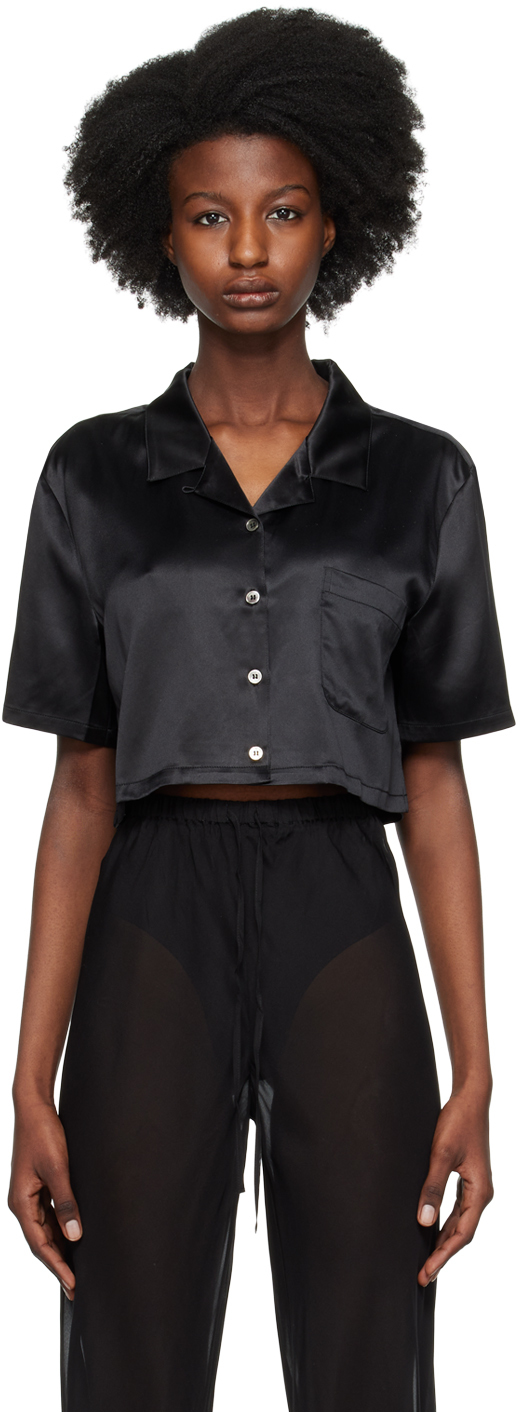 Black Heavy Camp Shirt by Silk Laundry on Sale