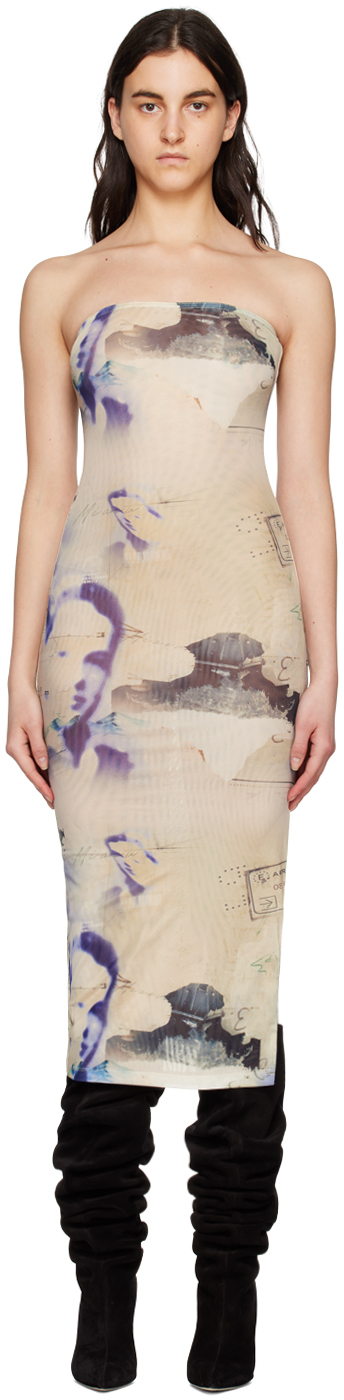 Shop Miaou Beige & Purple Lila Midi Dress In Corsica Print