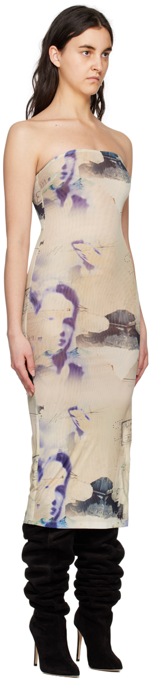 MIAOU BEIGE & PURPLE LILA MIDI DRESS 