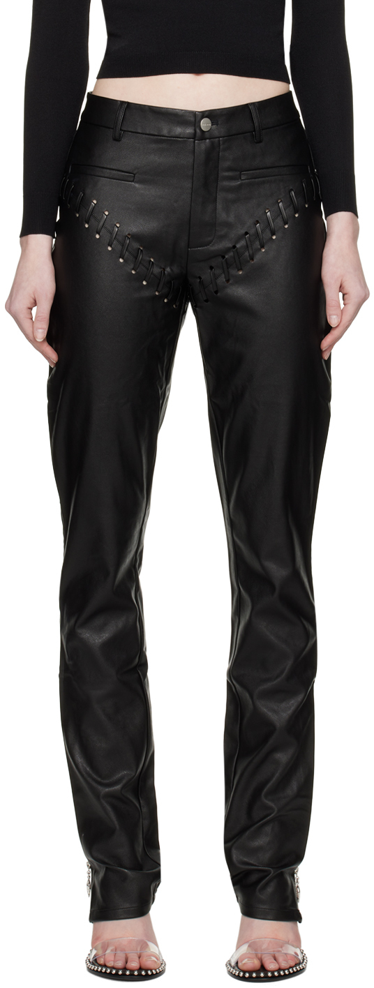 Miaou Black Hannah Jewett Edition Jet Faux-Leather Trousers