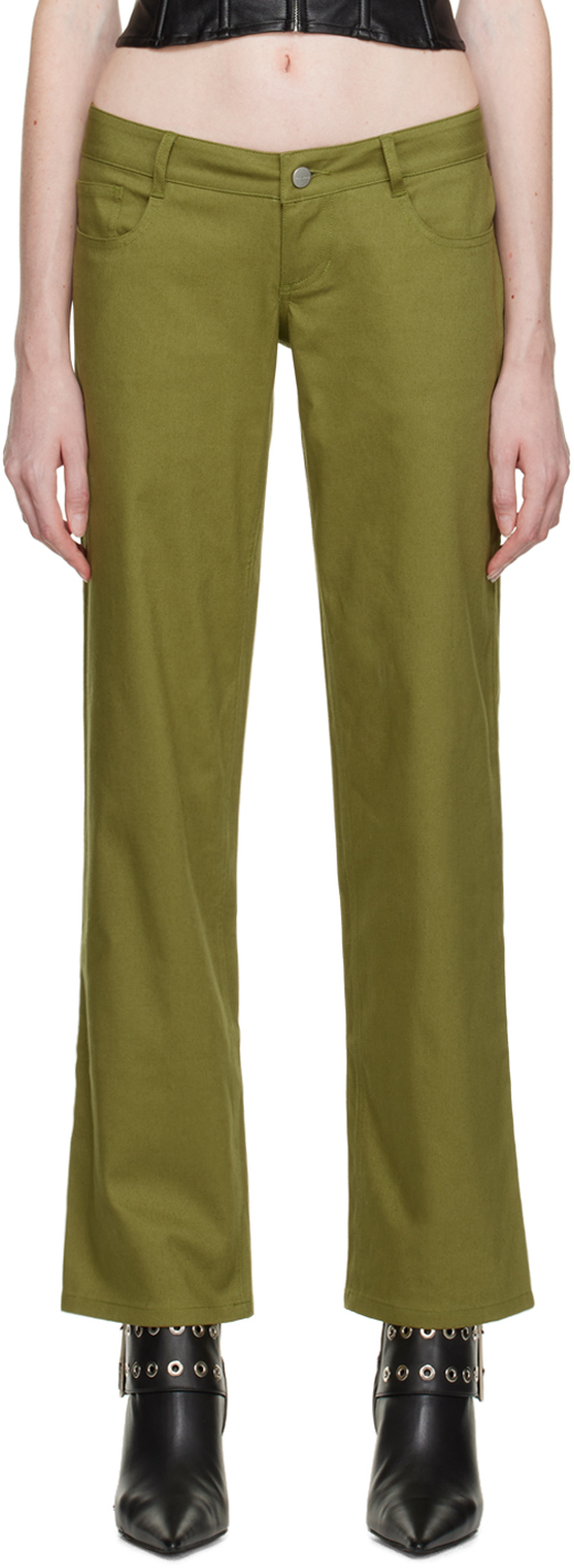 Miaou Green Atlas Trousers In Thyme