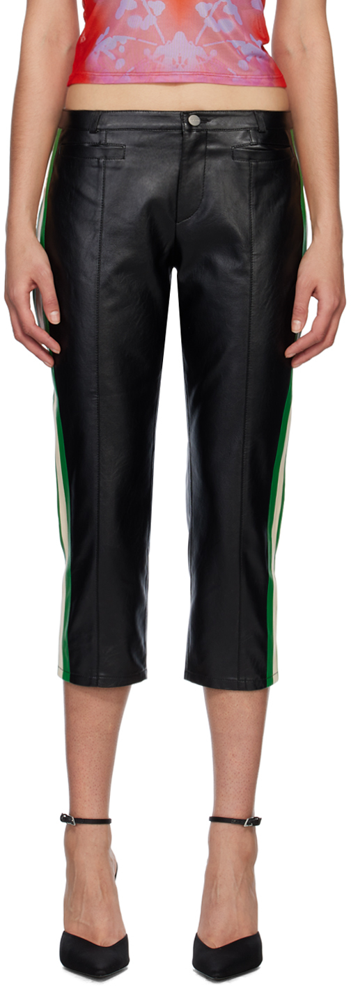 Black Capri Faux-Leather Trousers