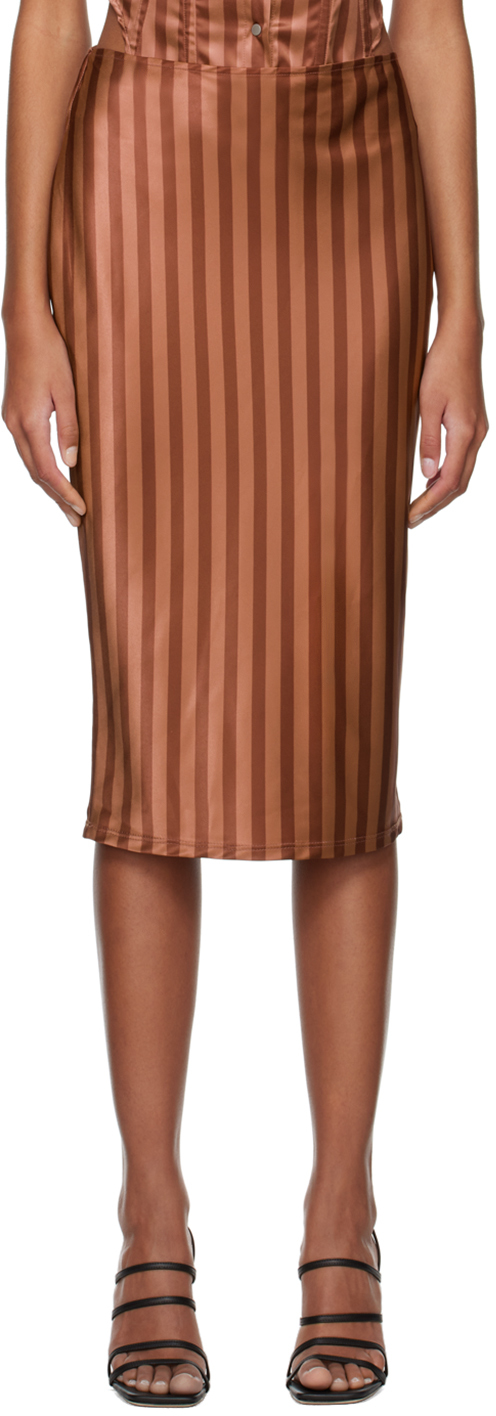 Miaou Ssense Exclusive Brown Work Nadine Midi Skirt In Chocolate Deauville
