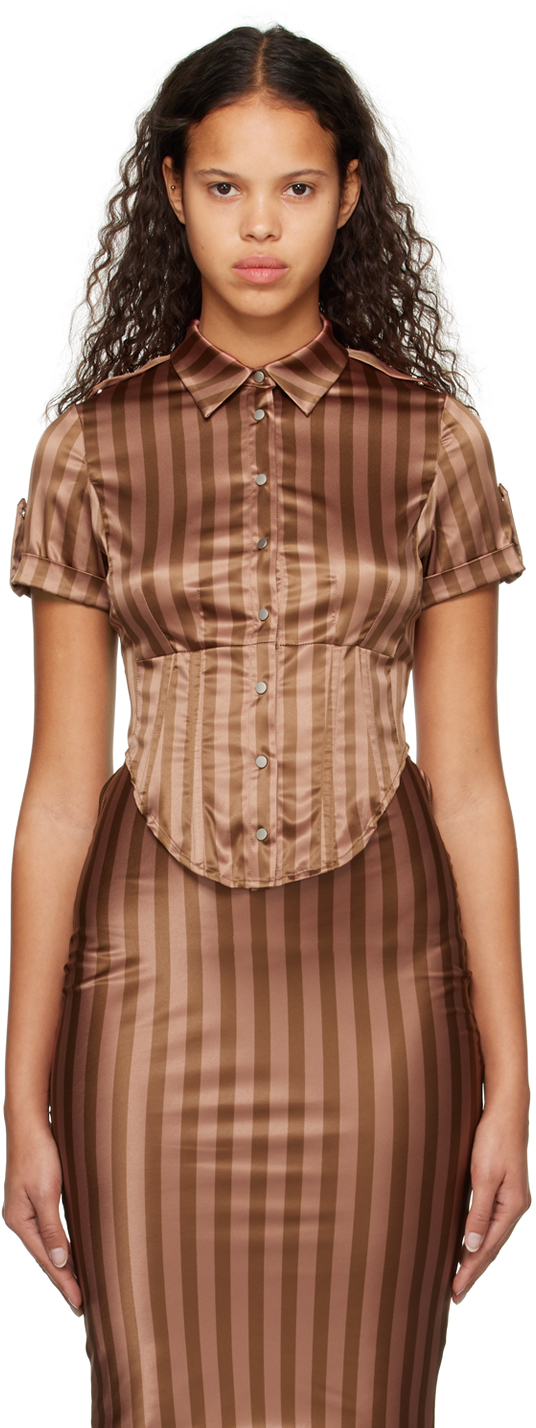 Miaou Ssense Exclusive Brown Work Max Shirt In Chocolate Deauville