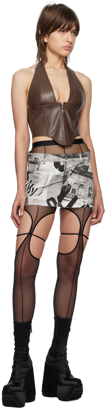 MIAOU BROWN HANNAH JEWETT EDITION MARA FAUX-LEATHER CORSET 