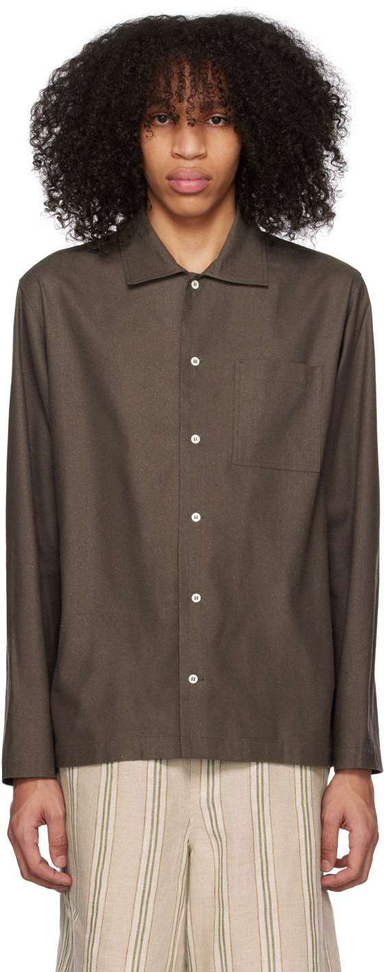 ANOTHER ASPECT Brown Spread Collar Shirt