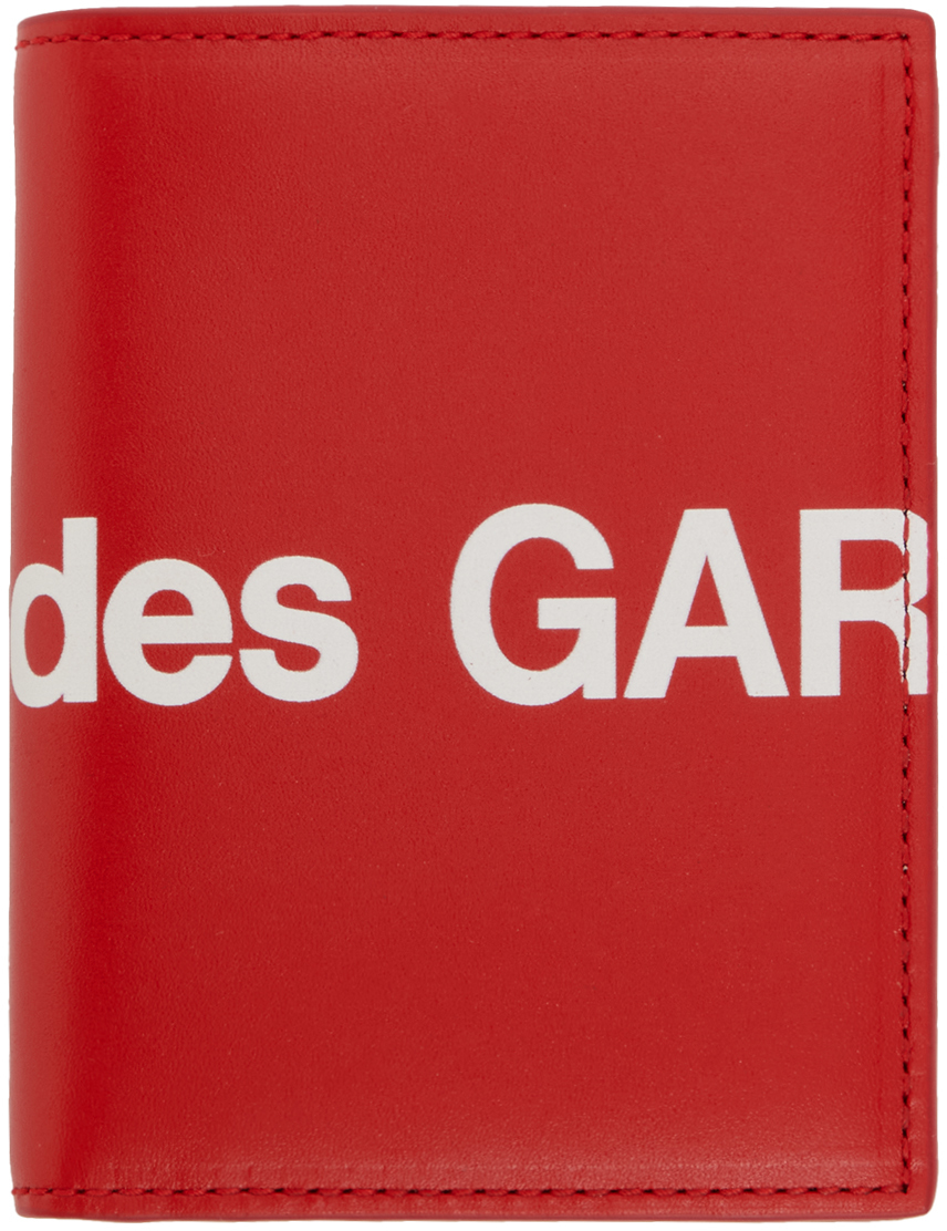 Comme des Garçons Wallets: Red Huge Logo Wallet | SSENSE Canada