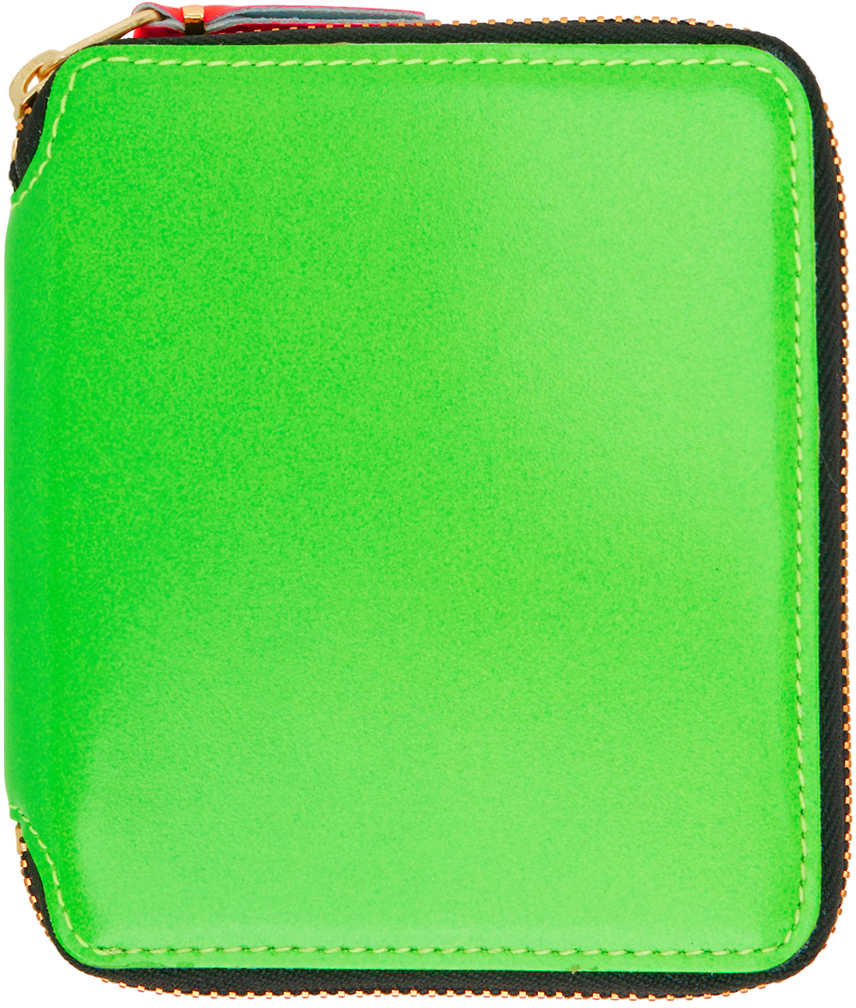 COMME des GARÇONS WALLETS: Green Super Fluo Line Wallet | SSENSE