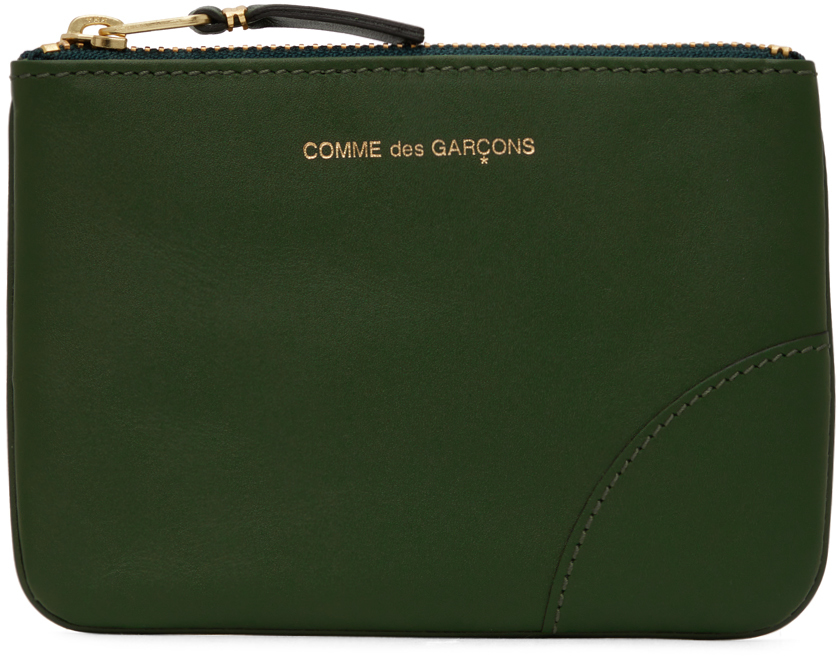 Save 59% Mens Accessories Wallets and cardholders Comme des Garçons Leather Logo Print Zipped Wallet in Green for Men 
