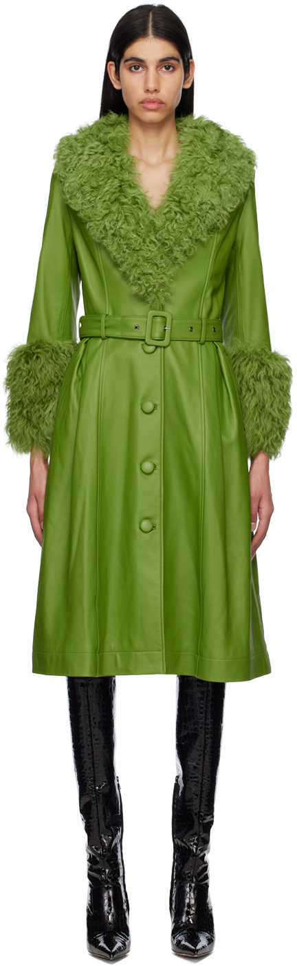 Saks Potts: Green Foxy Leather Coat | SSENSE