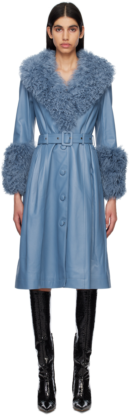 Saks potts clearance blue fur coat