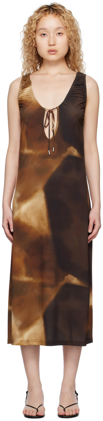 Saks Potts Brown Christine Midi Dress In 06523 Graphic Ombre