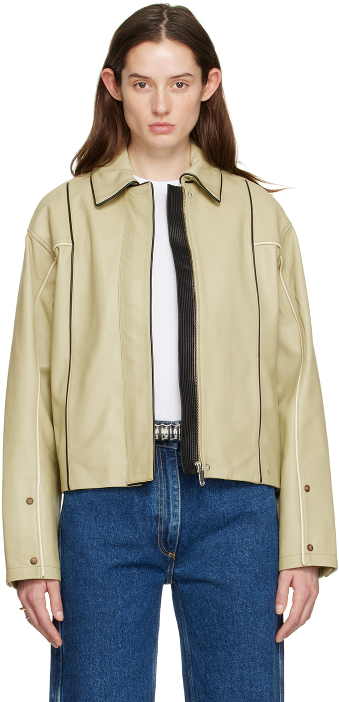 Saks Potts: Beige Merge Leather Jacket | SSENSE
