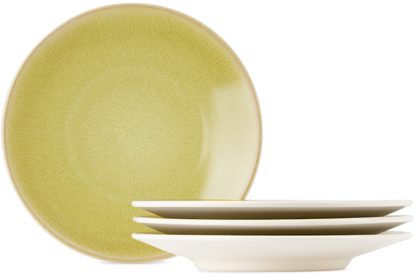 Jars Céramistes Khaki Tourron Large Dinner Plate Set, 4 Pcs In Green