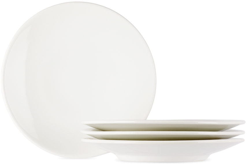 Set de 4 Assiettes en Céramique Blanche Skieurs