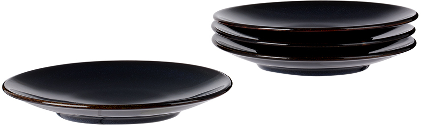 Jars Céramistes Navy Tourron Small Plate Set, 4 Pcs In Indigo