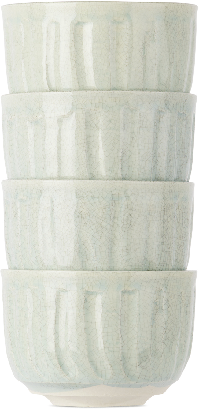 Jars Céramistes Blue Dashi Bowl Set, 4 Pcs In Celadon