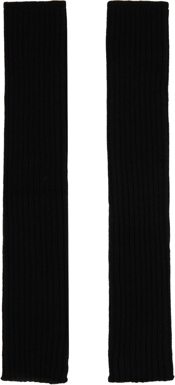 Rick Owens Black Cashmere Arm Warmers In 09 Black