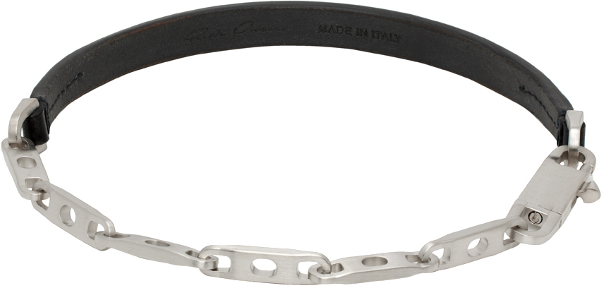 Rick Owens Silver & Black Chain Choker