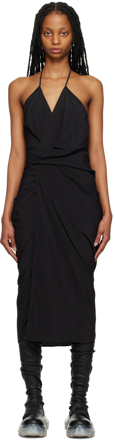 Black Laura Midi Dress by Rick Owens on Sale