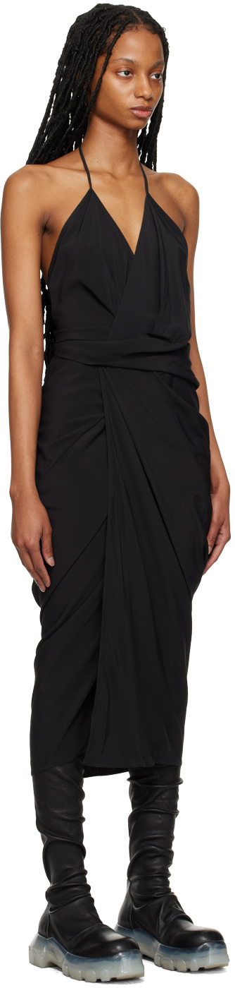 Rick Owens Gerafftes Midikleid In 09 Black