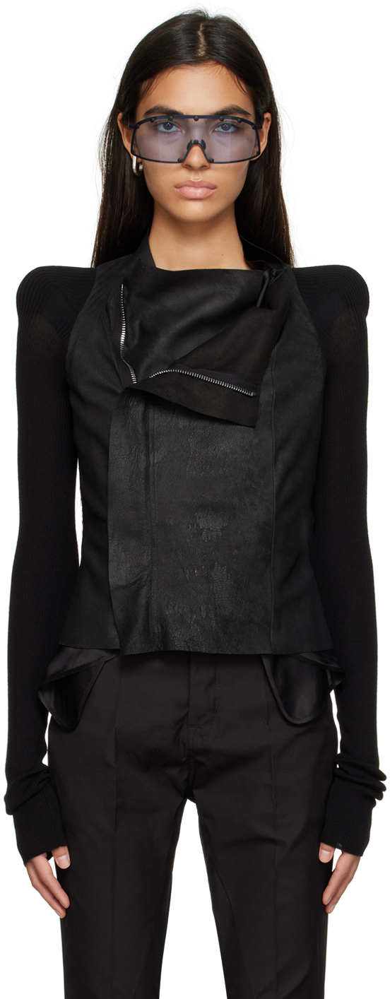 Rick Owens Black Cobra Leather Jacket