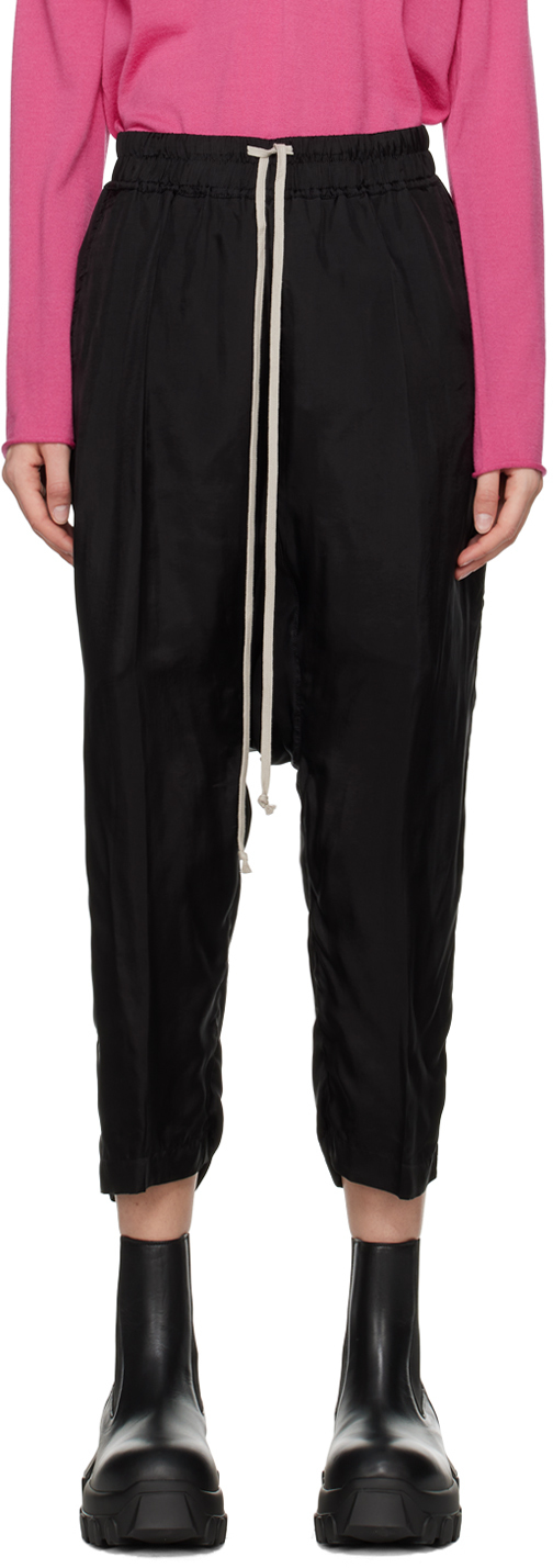 Shop Rick Owens Black Drawstring Cropped Lounge Pants In 09 Black