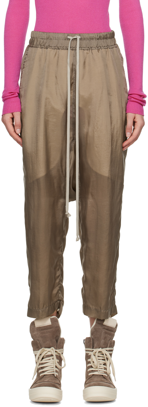 Gray Cropped Lounge Pants by Rick Owens on Sale