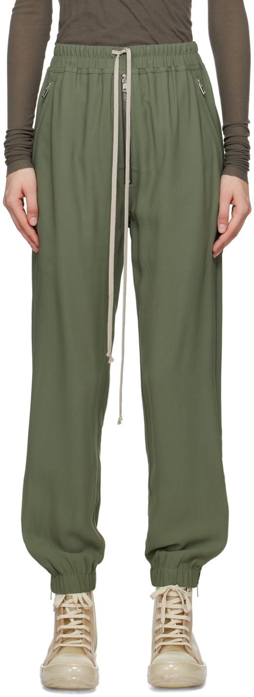 Rick Owens Green Cady Lounge Pants In 55 Moss
