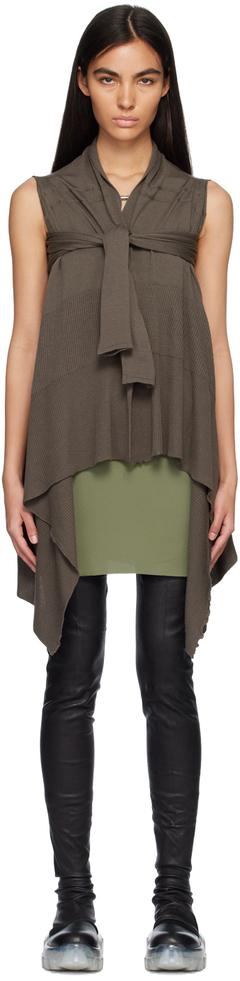 Rick Owens Gray Wrap Cape Cardigan In 34 Dust