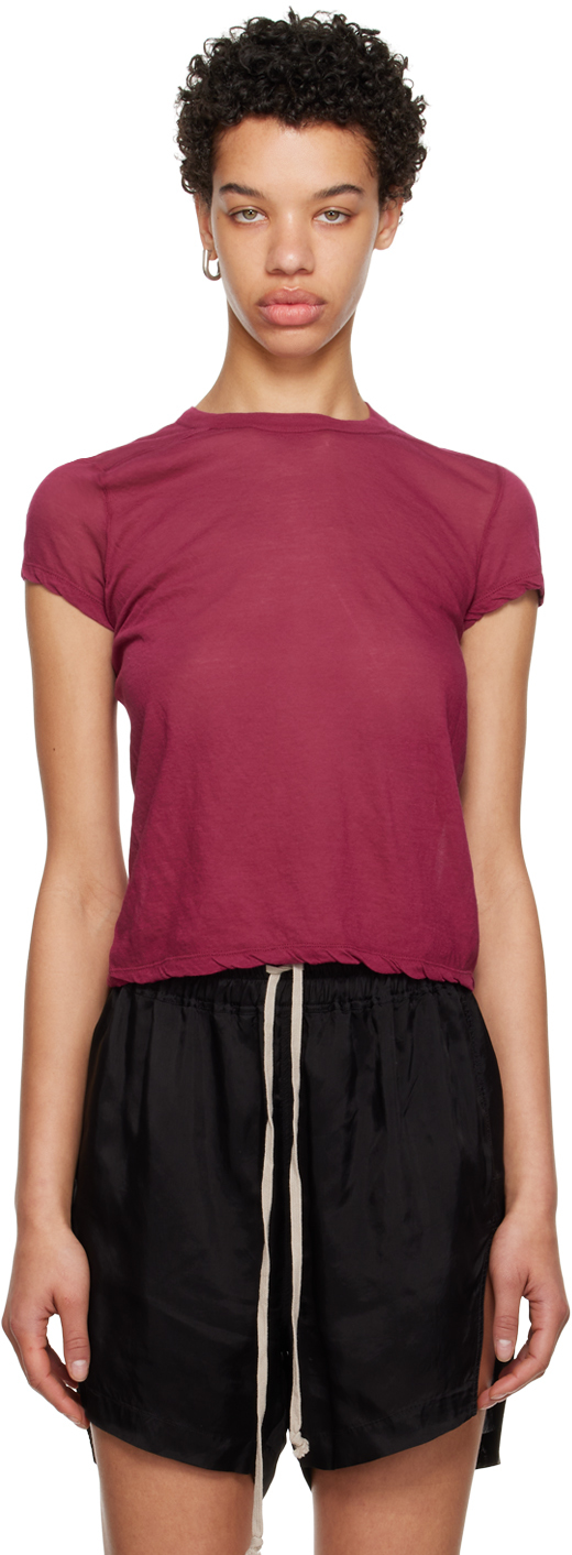 Rick Owens Pink Cropped Level T-shirt In Rosa