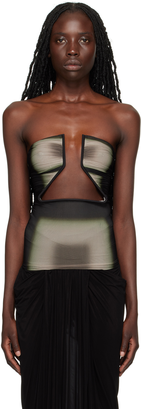 Rick Owens Green Prong Camisole In 09p2 Black Lido Prin
