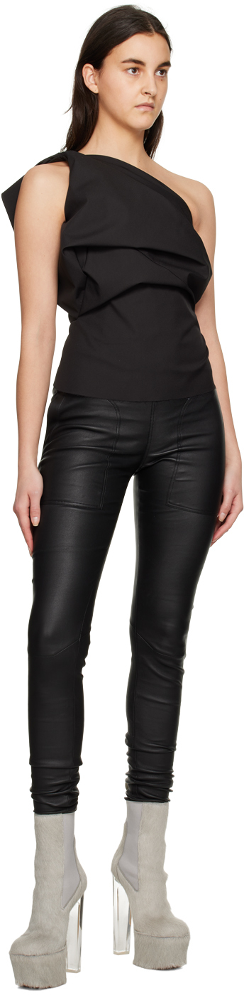 Rick Owens One-shoulder Taffeta Top In 09 Black