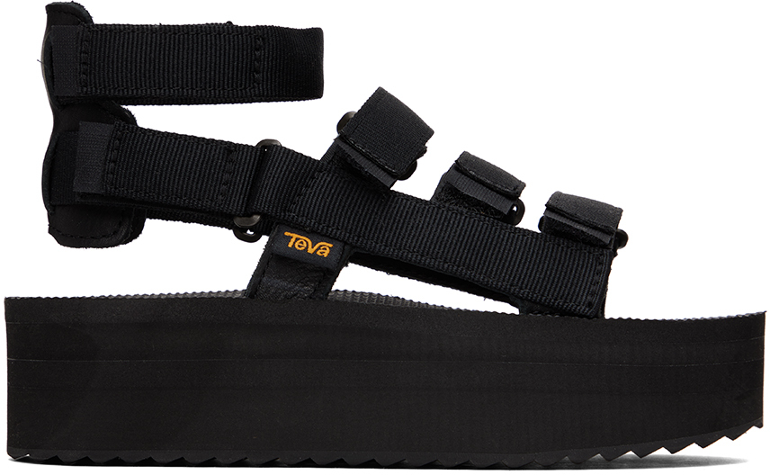 TEVA BLACK FLATFORM MEVIA SANDALS