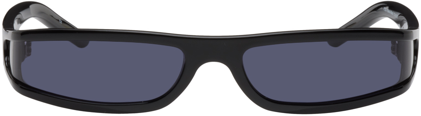 Rick Owens Black Fog Sunglasses In 0909 Black Temple/bl | ModeSens