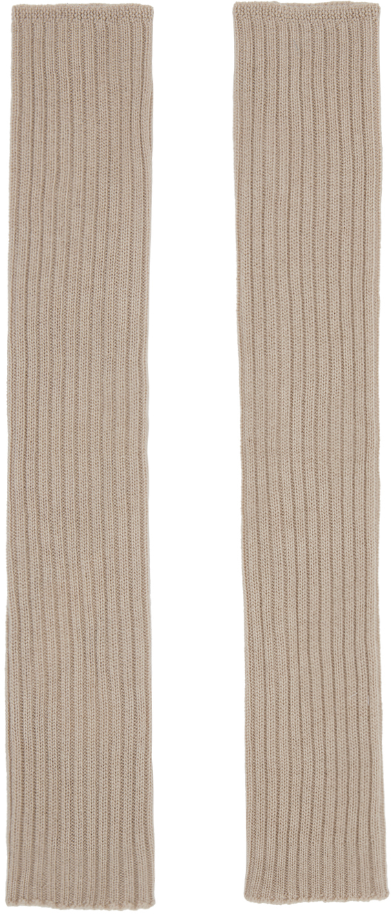 Rick Owens Beige Cashmere Arm Warmers In 08 Pearl
