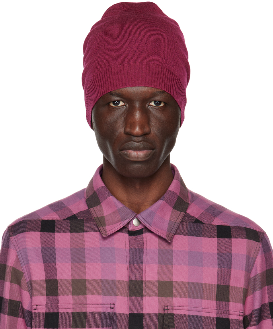 Rick Owens Ribbed-knit Wool Beanie In Pink