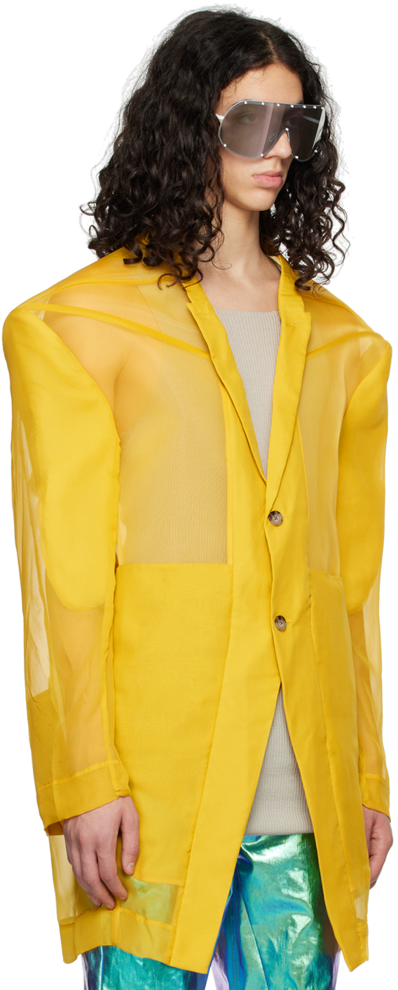 Rick Owens Yellow Transtatlin Coat In 12 Lemon