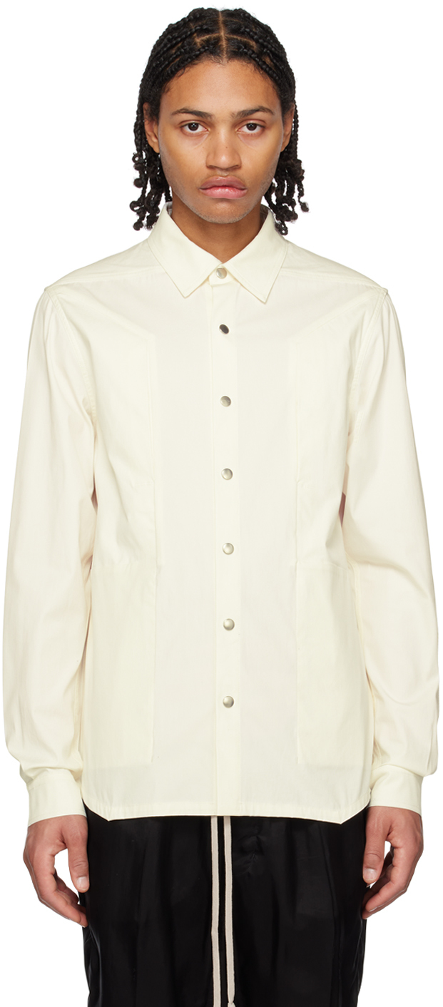 White Fogpocket Shirt by Rick Owens on Sale