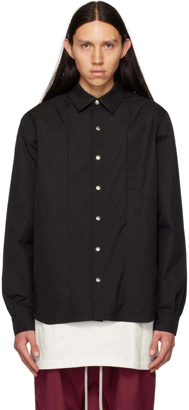 Black Fogpocket Shirt by Rick Owens on Sale