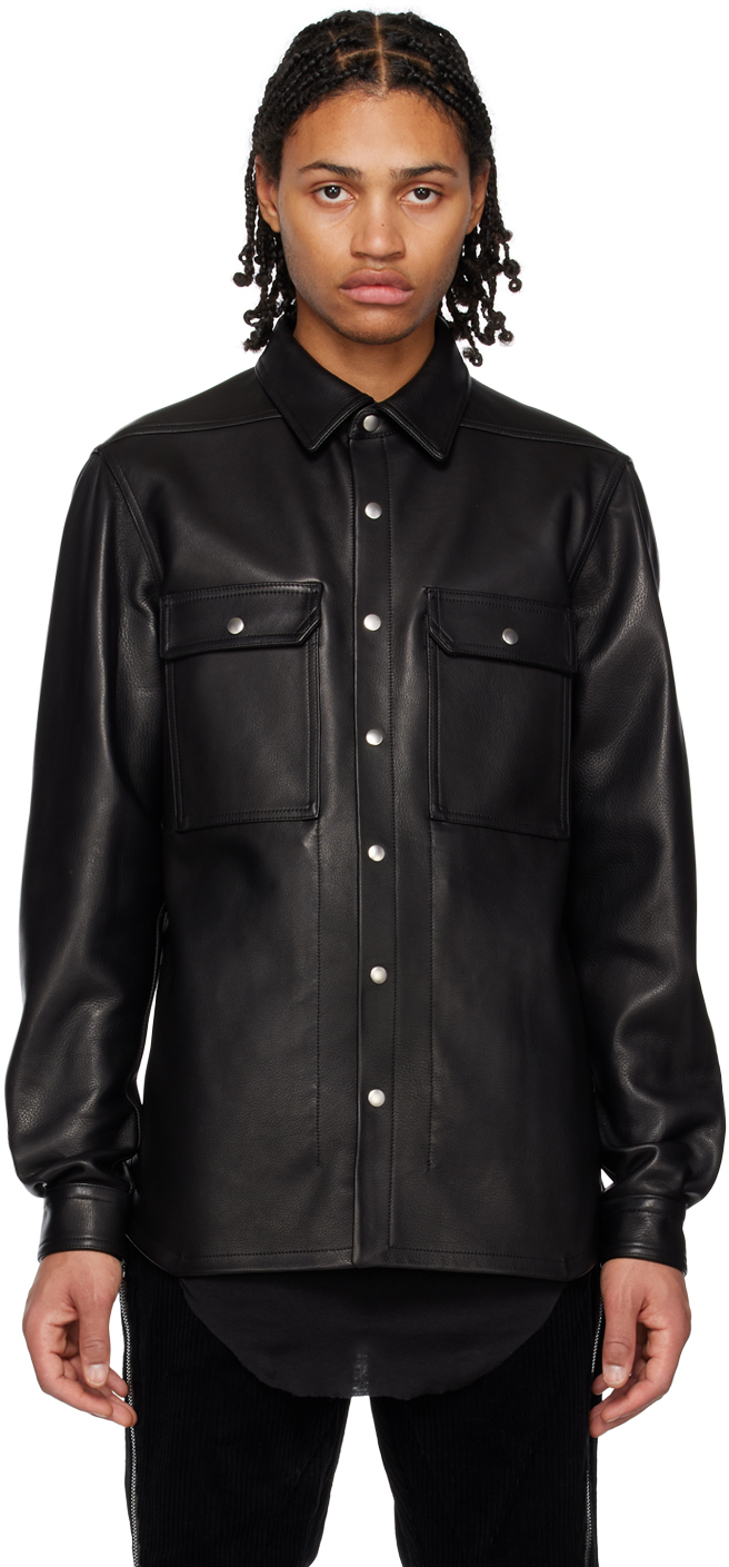 Rick Owens: Black Outershirt Leather Jacket | SSENSE Canada