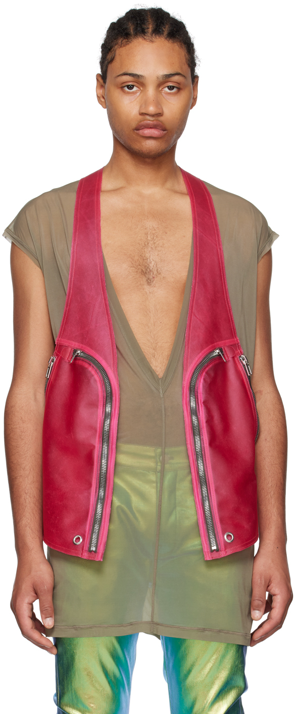 Rick Owens Pink Bauhaus Vest In 13 Hot Pink